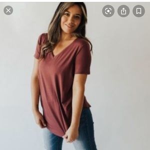 CJs fave Vneck t, wine